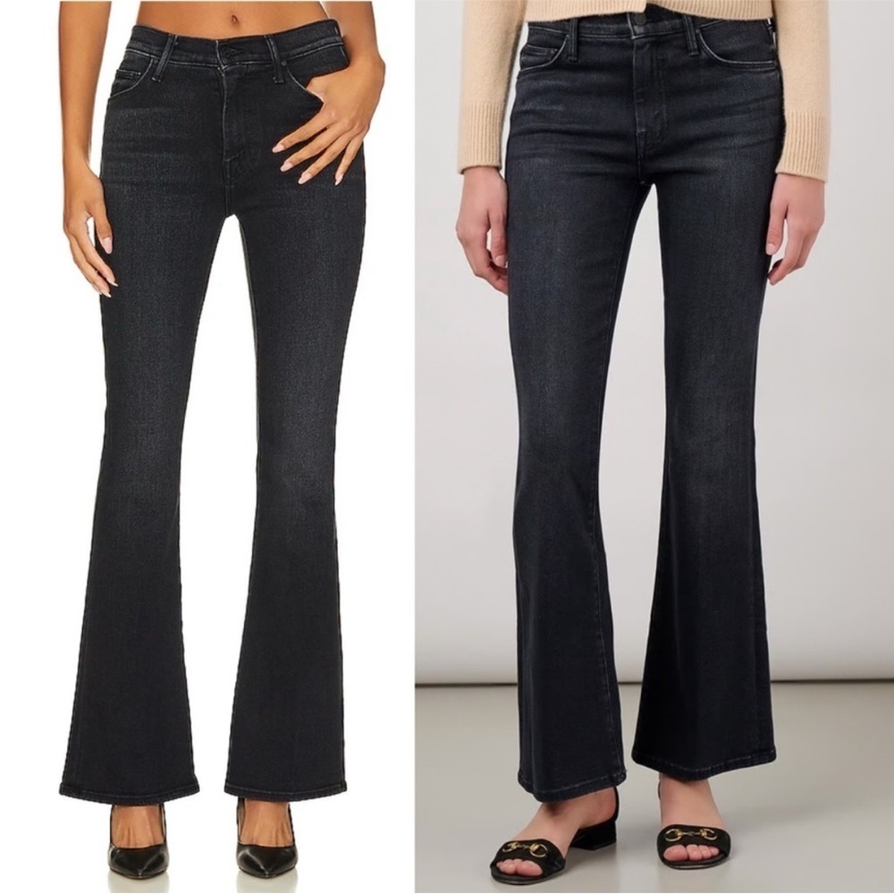 MOTHER- The Weekender Boot Cut Mid Rise Jeans in Black Deep End Size 27